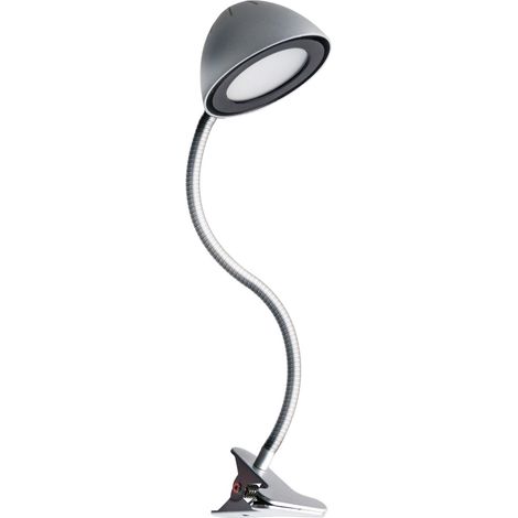 Lampe de bureau LED en acier inoxydable, bras flexible, hauteur 60 cm, lampe à pince en argent 4100 K blanc neutre 248 lm (1/3)