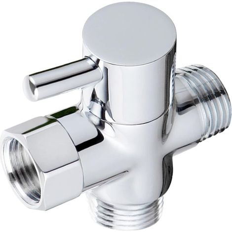 Robinet inverseur domestique 1/2 pouce en acier inoxydable chromé, vanne 3 voies pour radiateur et salle de bain, étanche, 1 pièce argent (1/3)