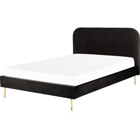 Bed Velvet FLAYAT 140 x 200 cm (EU Double) Black (1/5)