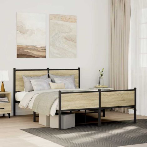 Metallbett ohne Matratze Sonoma-Eiche 140x200 cm (1/5)