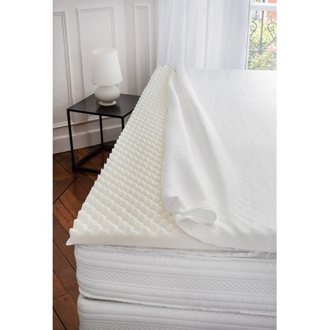 Surmatelas profilé et déhoussable Blanc 90x190 cm