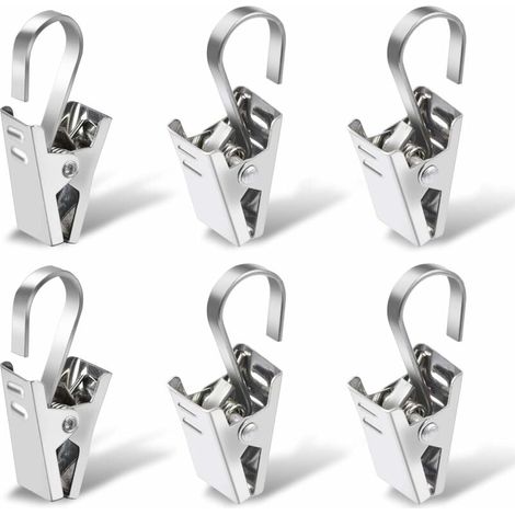 Curtain Rings with Clips, 100 Pieces Stainless Steel Curtain Rings for Window Decorations, Paintings, Crafts, Silver (1/5)