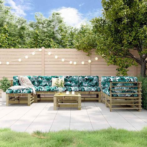 vidaXL Juego de muebles de jardín 8 pzas madera de pino impregnada (1/5)