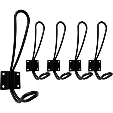 Colgador de pared negro, 5 piezas ganchos de pared y ganchos para la colada para el hogar, ganchos resistentes de metal vintage para entrada, baño, inodoro, muebles de cocina (1/5)