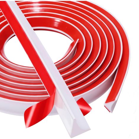 3 Meters Silicone Skirting Board Caulk Strip, Quadrant Trim Coving for Ceilings, Self Adhesive Flexible Moulding Trim, Skirting Board Cover for Cabinet Countertop Shower Tray Floor, Wall Corner