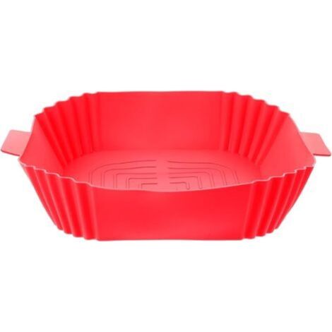 Tapete de cocina reutilizable de silicona roja antiadherente para freidora de aire, lavable, resistente al aceite, práctico accesorio de cocina - KZQ