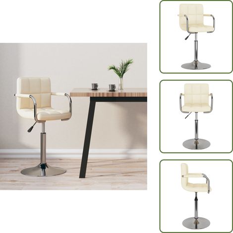 vidaXL Tabouret de bar Crème Tissu (1/5)