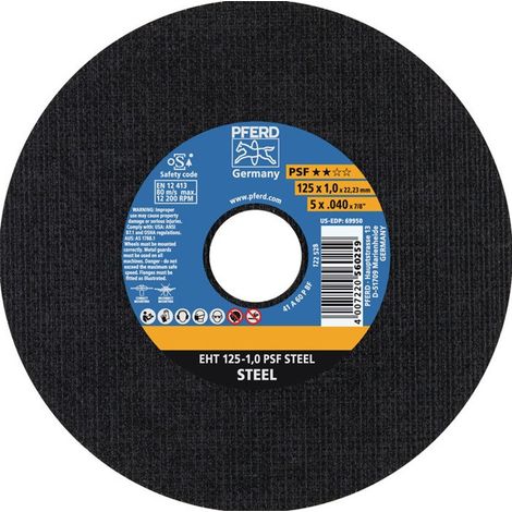 Disco da taglio PSF STEEL D125x1 mm dritto in acciaio foratura 22,23 mm PFERD (per 25)