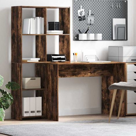 Schreibtisch mit Regal Geräucherte Eiche 138,5 x 55 x 143 cm