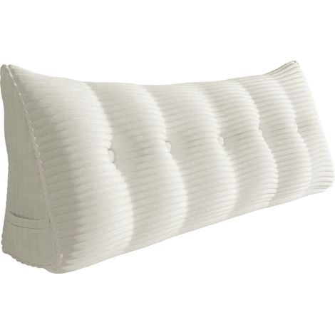 Coussin de lecture triangulaire 160cm – Soutien dorsal ergonomique en velours côtelé – Housse amovible et lavable – Idéal pour lit et canapé – Vercart