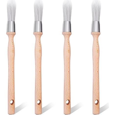 CCYKXA 4pcs 15mm Round Fine Window Frame Paint Brushes Birch Handle Stainless Steel Stain Brush for Painting and Interior Decorating