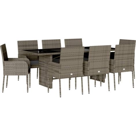 Maison Exclusive - Set comedor jardín 9 pzas y cojines ratán sint (1/5)