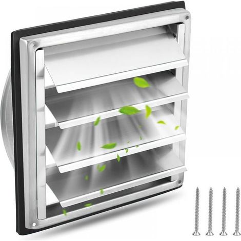 – Grille aération VMC 100mm inox à lames mobiles – Filet anti insectes – Résistante intempéries – Anti-retour automatique – Intérieur/extérieur (1/5)
