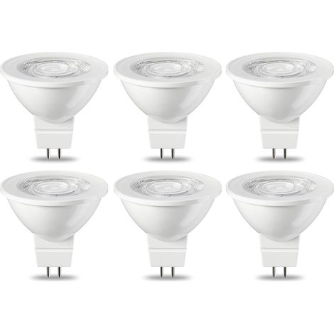 Lot de 6 ampoules LED GU5.3 MR16 5 W Blanc chaud non dimmable, 220 V [Classe énergétique G]