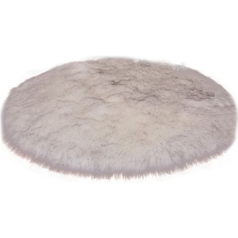 Tapis Faux Fourrure - Rond Non Glissant - Diamètre 80 Cm - Intérieur Chambre Salon Nursery - 1 Pièce (1/5)