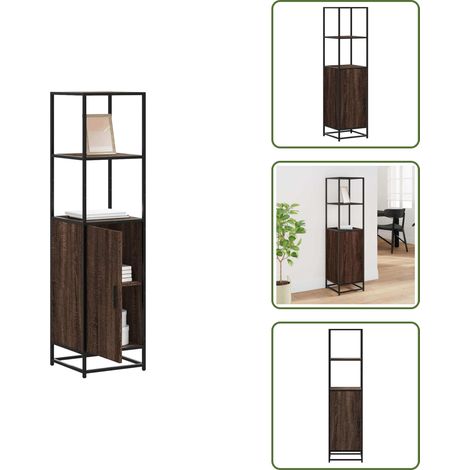 vidaXL Highboard Braun Eichen-Optik 35,5x35x139cm Holzwerkstoff Metall (1/5)