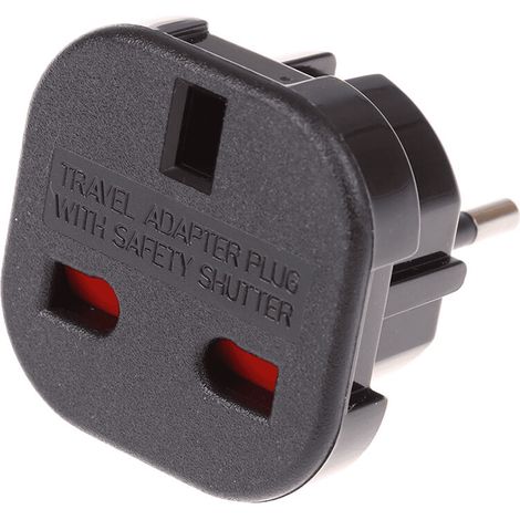 Adaptador de Enchufe de UK a Enchufe Europeo  Negro (1/4)