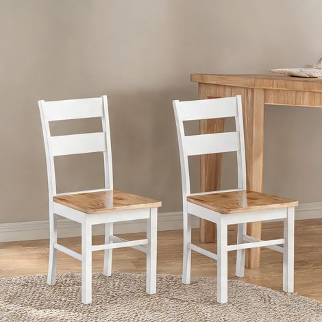 Lot de 2 chaises de cuisine en bois d'hévéa à dossier barreaux (1/5)