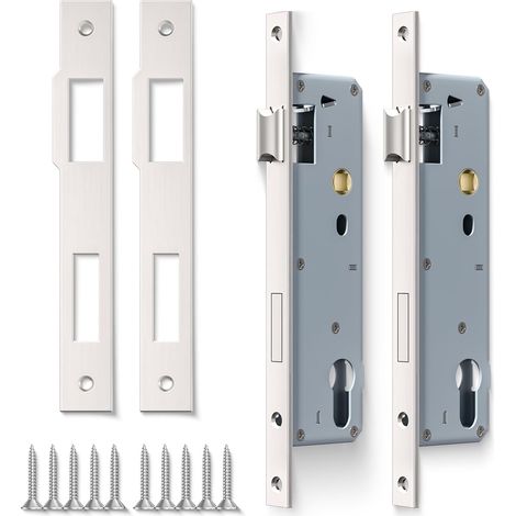 2 Pcs Serrure À Mortaiser 9240 En Acier Inoxydable, 92MM Centre 40MM Backset Corps De Serrure, Satin Nickel Frame Door Lock Pour Portes Intérieures Et Extérieures (1/5)