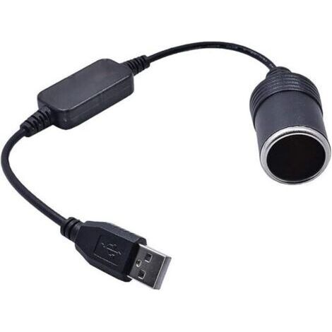 Convertisseur USB A mâle 5 V vers prise allume-cigare femelle 12 V pour enregistreur de conduite, GPS (moins de 8 W), 35 cm (1/4)