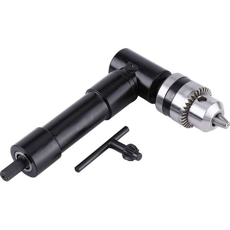 Mandrin d'extension à tête en métal à angle droit pour perceuse électrique,Adaptateur de Mandrin à Angle Droit Auto-Serrant pour Perceuse électrique 8 mm (1/5)