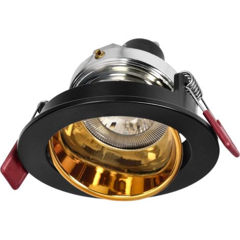 Support Spot GU10/MR16 Encastrable Rond Orientable Aluminium Noir et Or - SILUMEN (1/5)