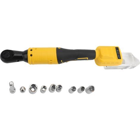 Clé à cliquet sans balais 3/8 pouces, 90 degrés, 300 tr/min, 200 N.m, LED avec douille 10 11 12 13 14 15 17mm, 21 V (1/3)