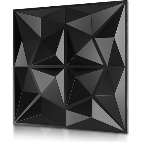 Jiubiaz Panneaux Muraux 3D Noir Diamant 30×30 cm PVC – Pose Libre pour Décoration Moderne (1/3)