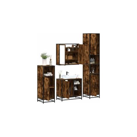 Ensemble meubles salle de bain 4 pcs chêne fumé bois ingénierie (1/5)