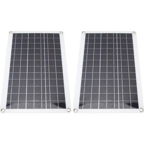 Kit de 2 panneaux solaires 18 W 18 V en silicium polycristallin, chargeur solaire portable USB Type C avec pince pour batterie, pour voiture, camping-car, bateau. (1/5)
