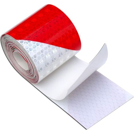 Aougo – Nastro riflettente 2 pezzi 3 m x 50 mm – Prismatico impermeabile – Forma angolata per sicurezza – Nastro di segnalazione in vinile autoadesivo (1/4)