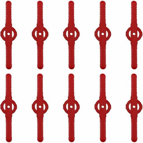 Lame de coupe-bordure en plastique, 10 lames de coupe en plastique remplacent l'ensemble d'outils de coupe-herbe sans fil, lames de rechange en plastique pour tondeuse à gazon（Rouge）