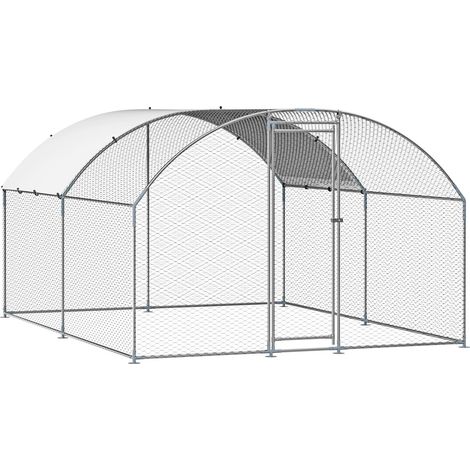Poulailler métallique extérieur 3x4x2 m, grande volière debout avec toit imperméable, cage pour poules canards lapins, serrure de sécurité, pour jardin ferme cour (1/5)