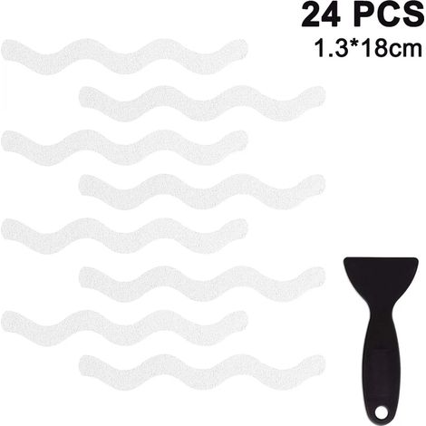24 Tampons antidérapants pour baignoire/douche - Autocollants transparents et antidérapants (1/5)
