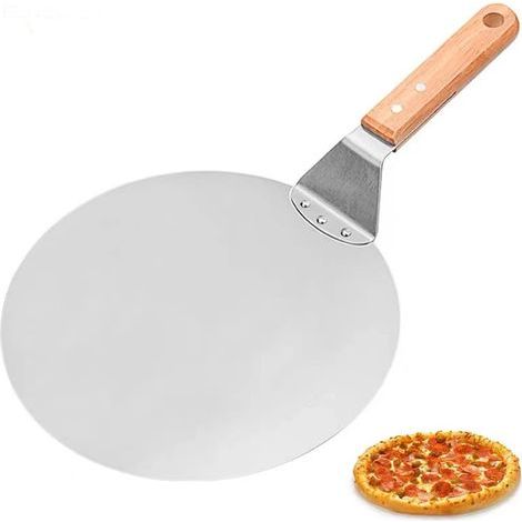 Pelle à pizza en aluminium de qualité supérieure avec manche en bois de 22 cm 25,5 x 25,5 cm / 10 pouces Pizza pour la cuisson de la pizza à la main Pelle en aluminium Raffiné Four à pizza Accessoire (1/5)