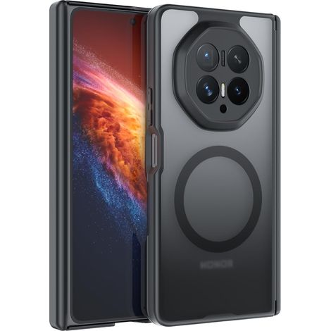 Coque pour Honor Magic V6 Cover,Magnétique Anti-Chute Silicone PC Hard Coque, Etui Translucide Mat Arrière Housse Antichoc (1/5)