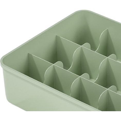 Lot rangement chaussettes plastique 15 compartiments tiroir boîte séparateur dressing pour slips accessoires cravates vert (1/5)