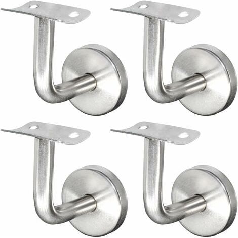 royaluxe - Support de main courante en acier inoxydable pour rampes Support mural garde-corps en bois argent (4 pièces) (1/4)