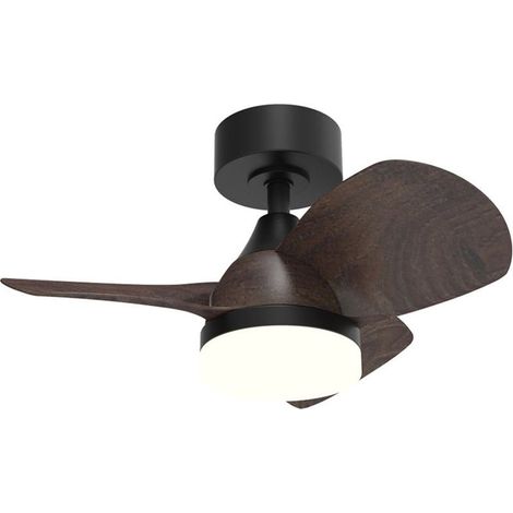 Ventilateur sur pied Byan Mini avec LED, design bois et noir, 18 W, 2000 lm, réglage CCT et intensité (1/5)
