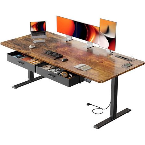 Scrivania elettrica regolabile in altezza - EcoFurnix - 180 x 80 cm - Altezza regolabile elettricamente - Presa e USB-C integrati