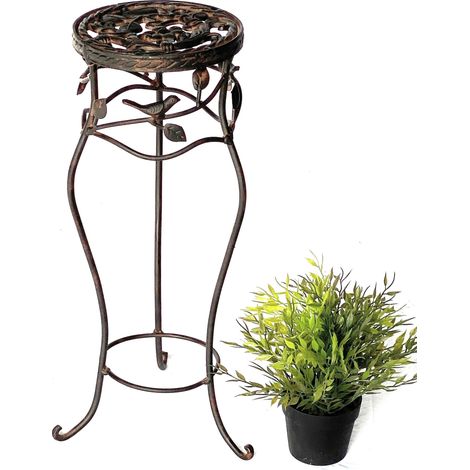 Blumenhocker Metall Schwarz Rund 52 cm Blumenständer 18215 Blumensäule Antik Pflanzenständer Pflanzenhocker Vintage