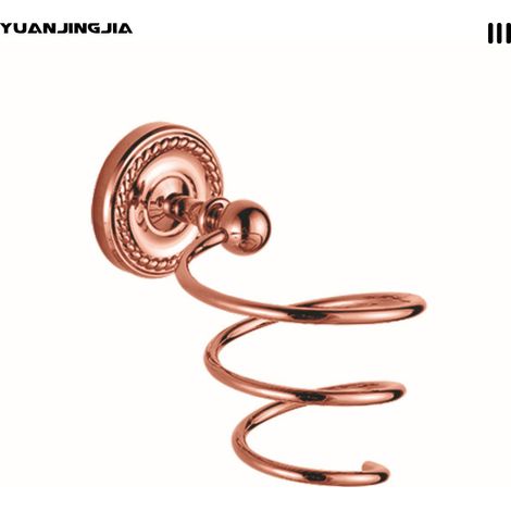 Étagère de Salle de Bain Rétro et Luxueuse en Or Rose – Support Sèche-Cheveux en Métal, Accessoire de Quincaillerie Sanitaire Design Élégant pour Décoration Intérieure (1 Pièce)-lsw