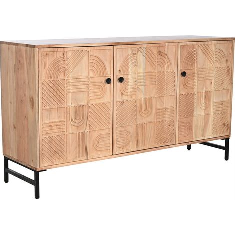 Buffet Bahut élégant en acacia et finitions métal - Brun noiré avec finitions métalliques (1/5)