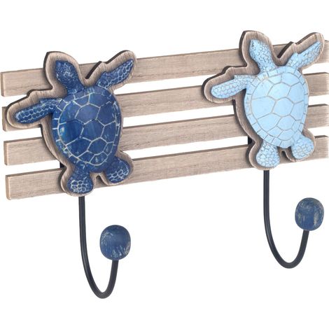 Wandgarderobe „Schildkröte“, maritimes Dekor mit zwei Knöpfen, ideal für Zuhause, Büro oder als kreatives Geschenk