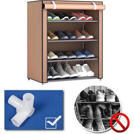 Meuble Rangement Chaussures 4 compartiments - Coffret Cuir - Couvre tissé (1/5)