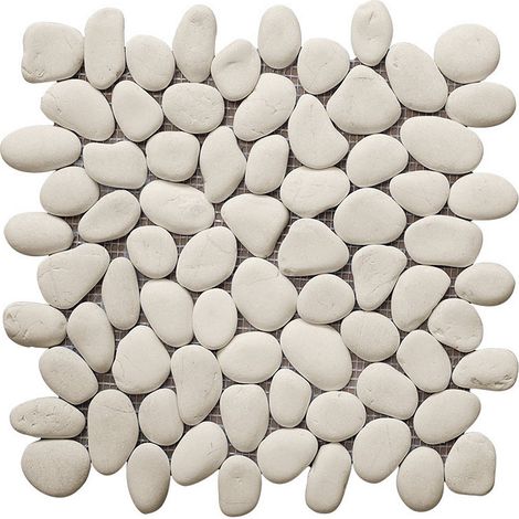Mosaïque sol et mur galets naturels crème - pack de 1m² (dalles de 30x30 cm) - OLA