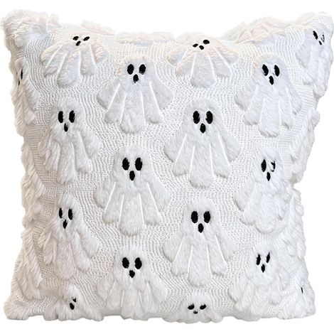 Housses De Coussin Halloween Fantôme Housse Halloween 3D Peluche Fantôme Taie De Coussin Pour Thanksgiving Nouvel An Sommeil Massage Canapé TV Chaise Divan Sol (1/5)