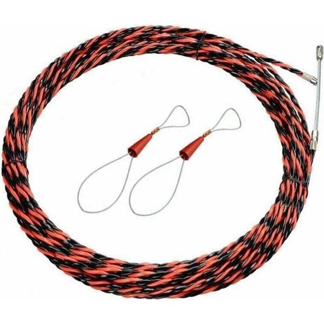 Aiguille Electricien 50M Tire Fil Electriques 6mm Diamètre Kit Tire Fils Electrique, XU, Rétractable d'installation rallonge en Acier spiralé Flexible pour Tire Cable et Aiguille Tire Fil - (1/4)