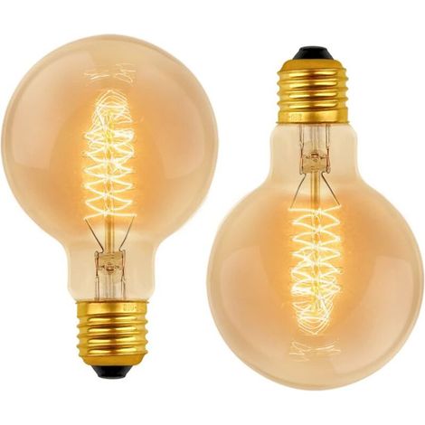G80 Dimmable 40W Blanc Chaud 2700K, AC 220V, Ampoules de Décoration à Incandescence Rétro E27 Spirale Tungstène Filament Lampe(Lot de 2) (1/4)