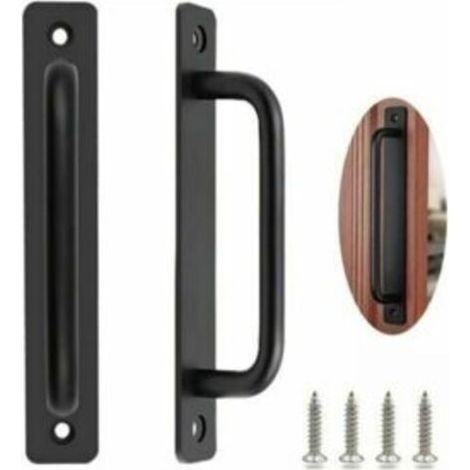 Sliding Door Handle 2 Pcs Heavy Duty Barn Door Handle Sliding Door Handle Outdoor Gate Handle Indoor Outdoor Door Handles with Screws, Black/212mm (1/5)